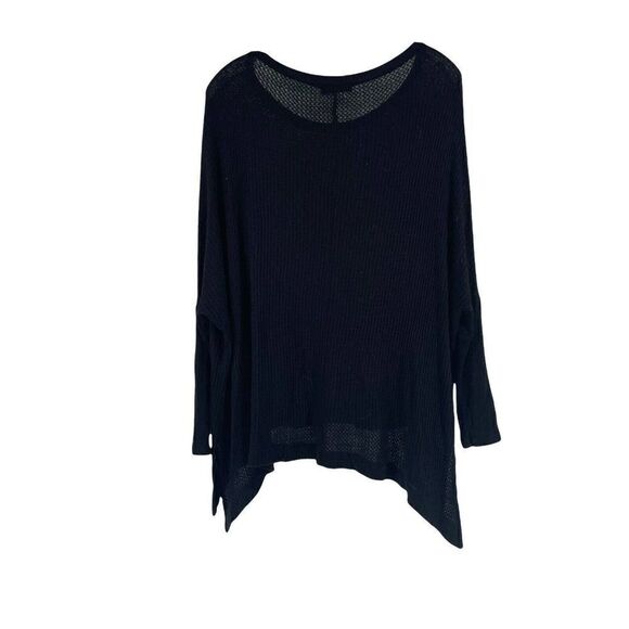 Grateful Thankful Blessed Waffle Knit Thermal Top Black Zutter Relaxed Fit Small - Picture 2 of 7